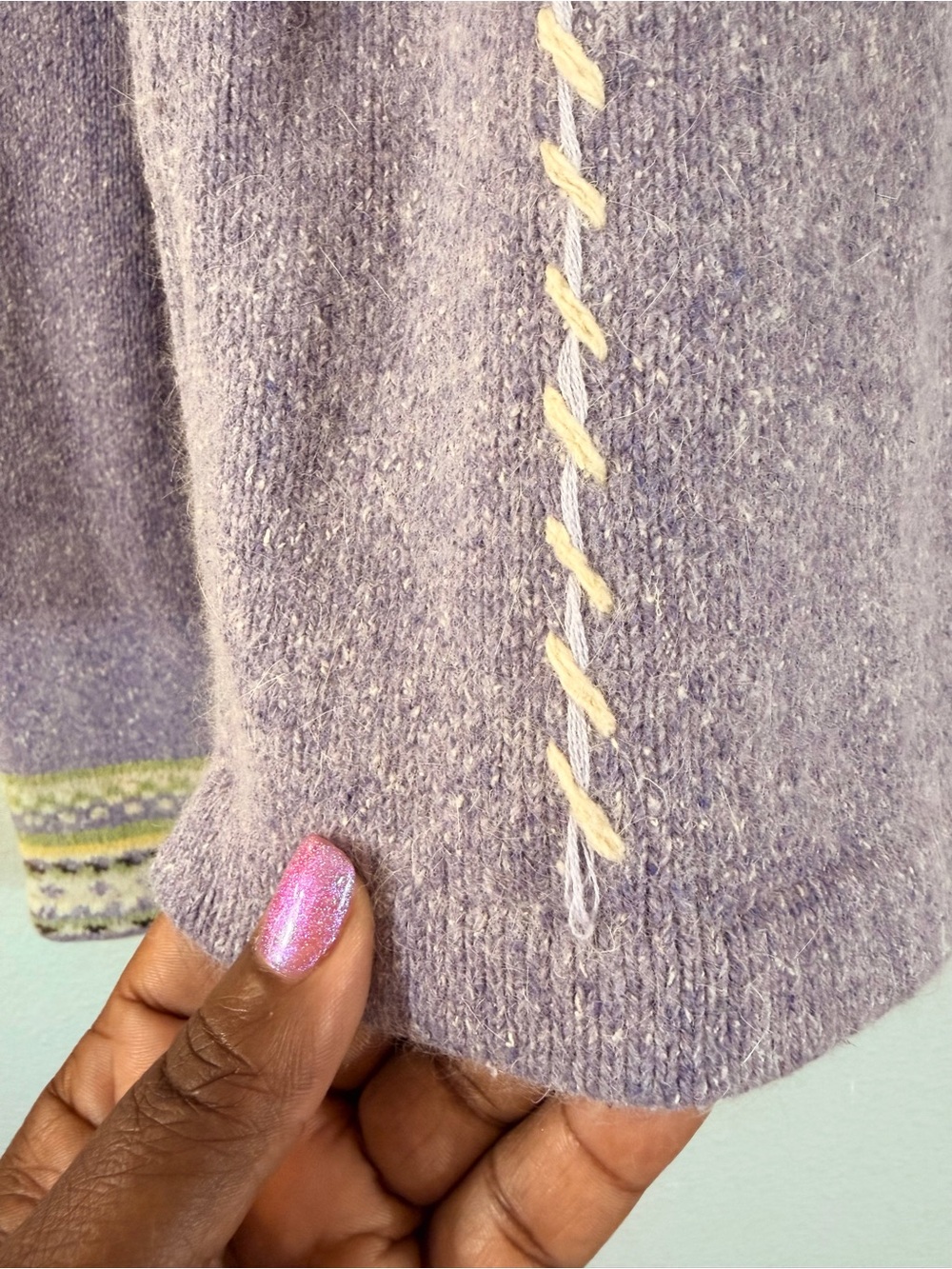 Icelandic Design Quarter Zip Sweater Size S Atlandia 2005 Purple Silk Angora - Picture 10 of 10